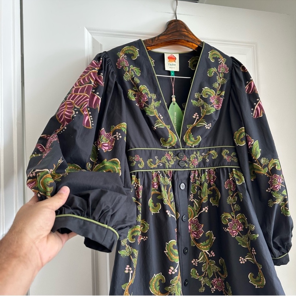 FARM Rio Black Floral Mini Dress